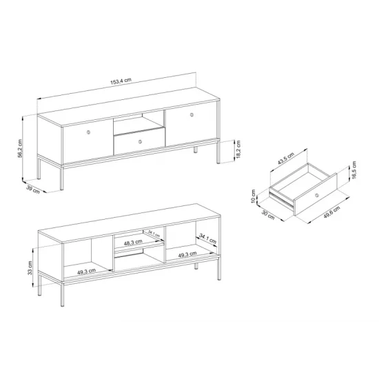 Тумба під телевізор Моно / Mono 2-дверна з 1 шухлядою та чорними ніжками MRTV154 Беж пісочний Ш153xВ56 см. 4