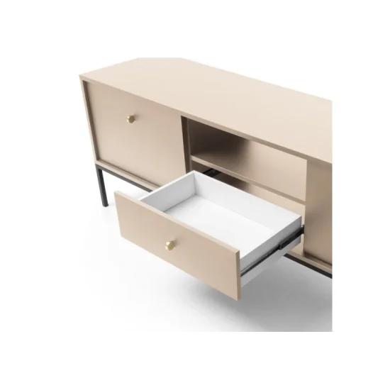 Тумба під телевізор Моно / Mono 2-дверна з 1 шухлядою та чорними ніжками MRTV154 Беж пісочний Ш153xВ56 см. 9