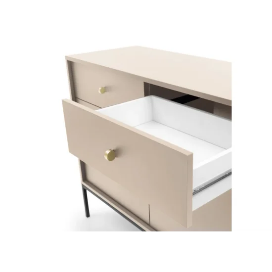 Комод Моно/Mono 2-дверный с 2 ящиками и черными ножками MKSZ104 Бежевый песочный Ш103xВ83 см. 7