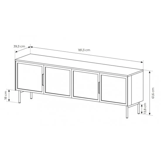 Тумба під телевізор з підсвіткою Лумі / Lumi 4D/181 4-дверна Кашемір 3