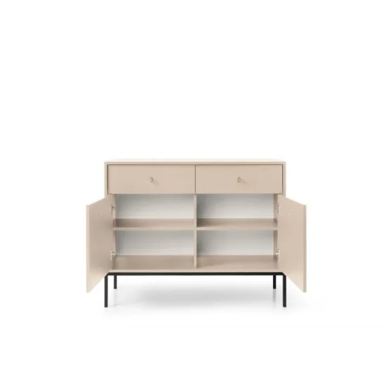 Комод Моно/Mono 2-дверный с 2 ящиками и черными ножками MKSZ104 Бежевый песочный Ш103xВ83 см. 2