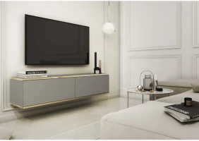 Тумба под телевизор навесная Оро/Oro 2-дверная RTV135 Серый Ш135xВ30 см.