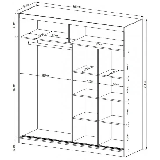 Шафа-купе Мая II / Maja II 200 2-дверна з дзеркалом Дуб сонома 200х62х214 см. 3