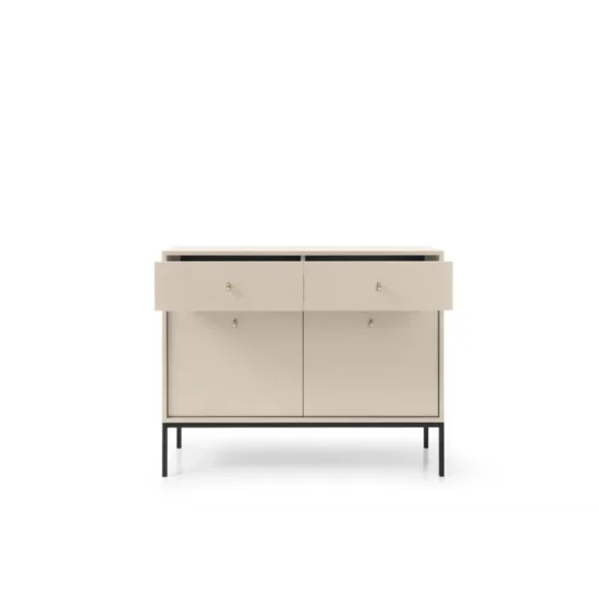 Комод Моно/Mono 2-дверный с 2 ящиками и черными ножками MKSZ104 Бежевый песочный Ш103xВ83 см. 3