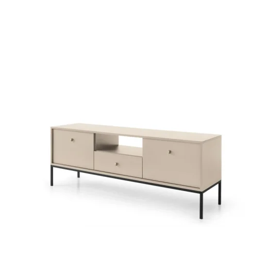 Тумба під телевізор Моно / Mono 2-дверна з 1 шухлядою та чорними ніжками MRTV154 Беж пісочний Ш153xВ56 см. 7