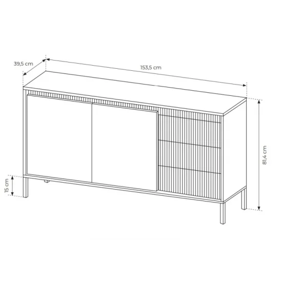 Комод Сенсо/Senso 2-дверный с 3 ящиками 2D3S/153 Бежевый Ш153xВ81 см. 3