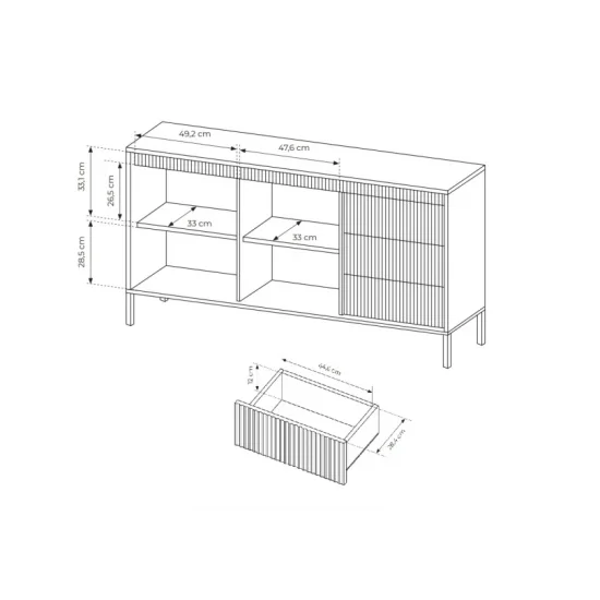 Комод Сенсо/Senso 2-дверный с 3 ящиками 2D3S/153 Бежевый Ш153xВ81 см. 4