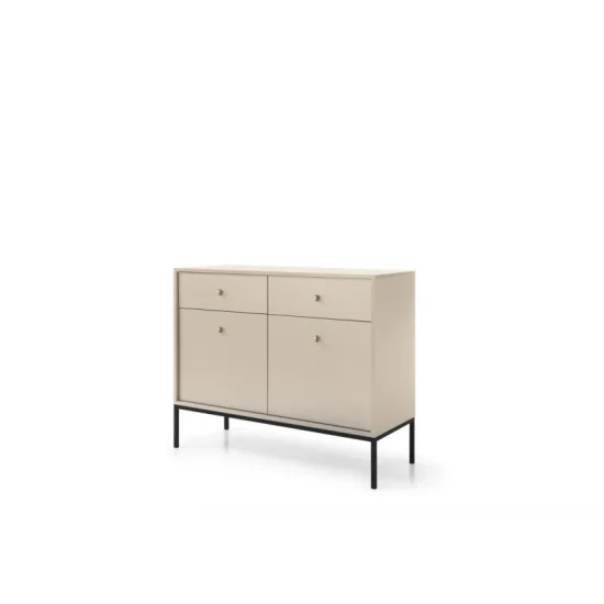 Комод Моно/Mono 2-дверный с 2 ящиками и черными ножками MKSZ104 Бежевый песочный Ш103xВ83 см. 8