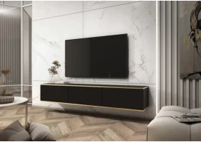 Тумба під телевізор навісна Оро / Oro 3-дверна RTV175 Чорний Ш175xВ30 см.