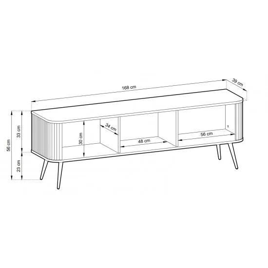 Тумба под телевизор Зова/Zova 3-дверная с золотыми ножками RTV168 Черный 168х39х56 см. 5