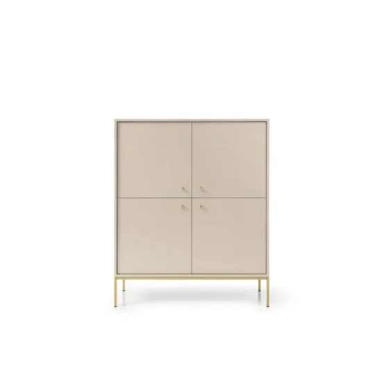Комод высокий Моно/Mono 4-дверный с черными ножками MK104 Бежевый песочный Ш103xВ125 см. 2