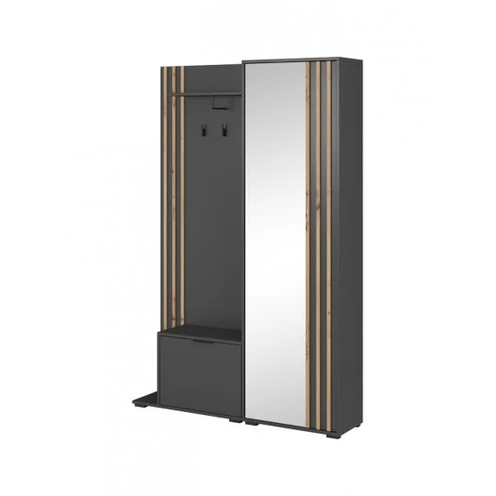 Прихожая с зеркалом Нелли / Nelly 2-дверная Графит/дуб артизан 131х191х40 см. 4