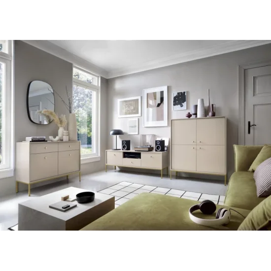 Тумба під телевізор Моно / Mono 2-дверна з 1 шухлядою та чорними ніжками MRTV154 Беж пісочний Ш153xВ56 см. 11