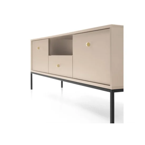 Тумба під телевізор Моно / Mono 2-дверна з 1 шухлядою та чорними ніжками MRTV154 Беж пісочний Ш153xВ56 см. 8