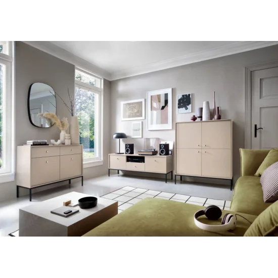 Комод Моно/Mono 2-дверный с 2 ящиками и черными ножками MKSZ104 Бежевый песочный Ш103xВ83 см. 12