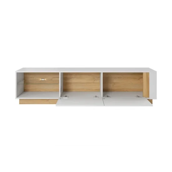 Тумба под телевизор Арко/Arco 2-дверная 2D/187 Белый глянец/дуб грандсон Ш187xВ46 см. 2