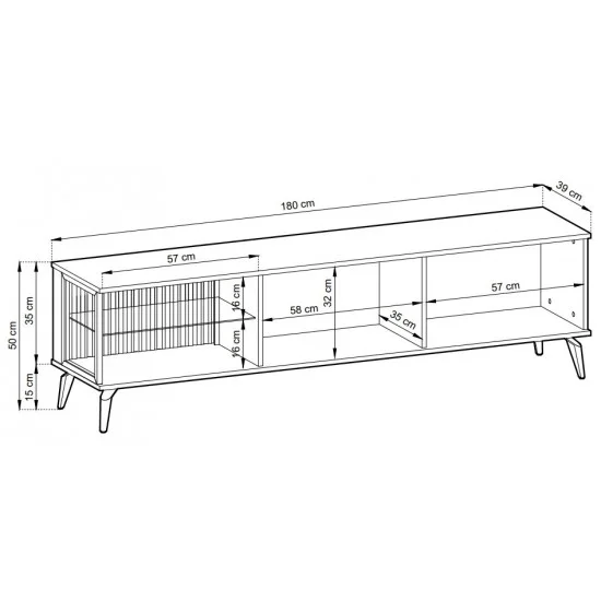 Тумба под ТВ с подсветкой Вичи / Vici RTV180 3-дверная 39х50х180 см. Орех/кашемир  3