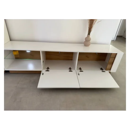 Тумба под телевизор Арко/Arco 2-дверная 2D/187 Белый глянец/дуб грандсон Ш187xВ46 см. 7