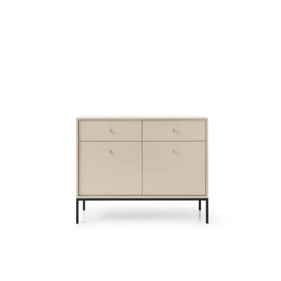 Комод Моно/Mono 2-дверный с 2 ящиками и черными ножками MKSZ104 Бежевый песочный Ш103xВ83 см. 5