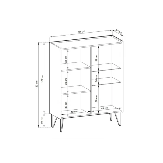 Витрина Гармони/Harmony 2-дверная с золотыми ножками WT97 Черный/черный мрамор роял Ш-97xВ-122 см. 4