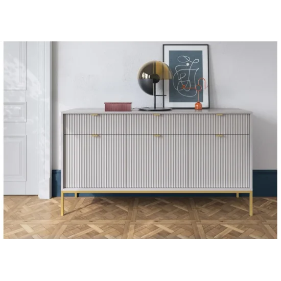 Комод Нова / Nova 3-дверний з 3 шухлядами і золотими ніжками KSZ154 Сірий Ш154xВ83 см. 6