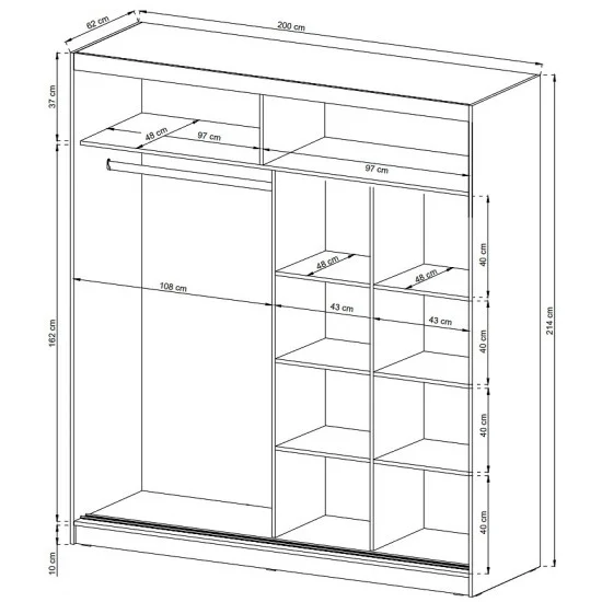 Шафа-купе Мая I / Maja I 200 2-дверна з дзеркалом Графіт 200х62х214 см. 3