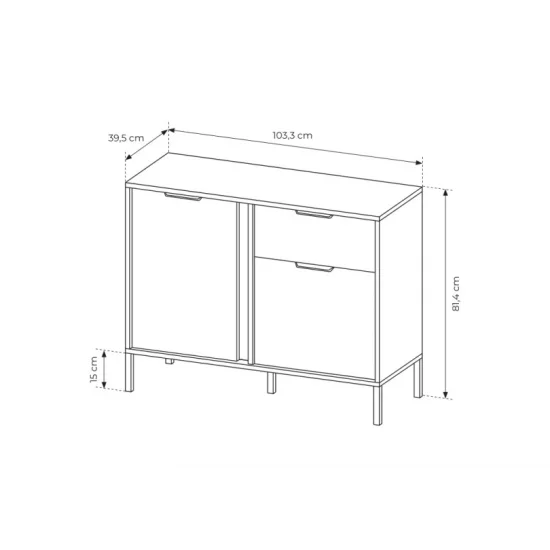 Комод Ларс/Lars 2-дверный с 1 ящиком 2DS/104 Антрацит Ш104xВ82 см. 9