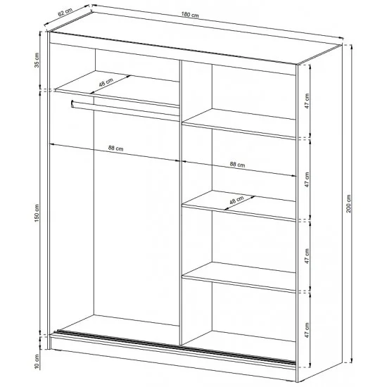 Шафа-купе Вікі IX / Wiki IX 180 2-дверна з дзеркалом Білий 180х62х200 см. 3