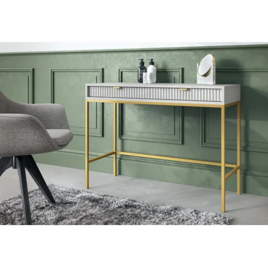 Стол туалетный Нова/Nova с 2 ящиками и золотыми ножками T104 Серый 50x104x77 см. 1