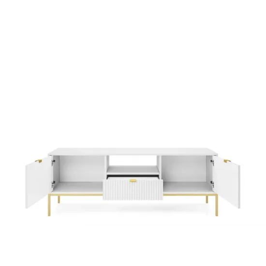 Тумба під телевізор Нова / Nova 1-дверна з 2 ящиками і золотими ніжками RTV154 Білий Ш154xВ56 см. 2