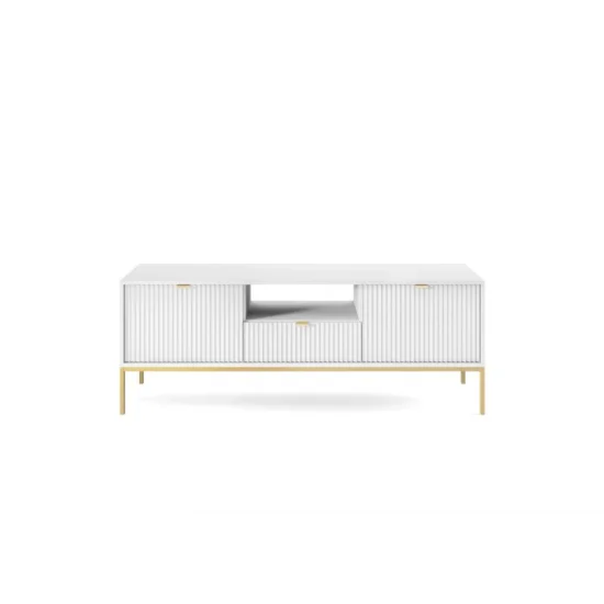 Тумба під телевізор Нова / Nova 1-дверна з 2 ящиками і золотими ніжками RTV154 Білий Ш154xВ56 см. 5