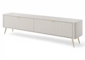 Тумба под телевизор Ланте/Lante 2-дверная с золотыми ножками 2D/200 Бежевый Ш200xВ51 см.