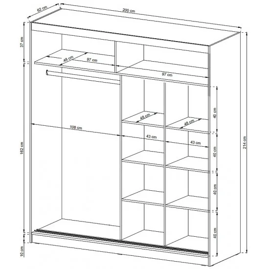 Шафа-купе Мая IX / Maja IX 200 2-дверна з дзеркалом Графіт 200х62х214 см. 3