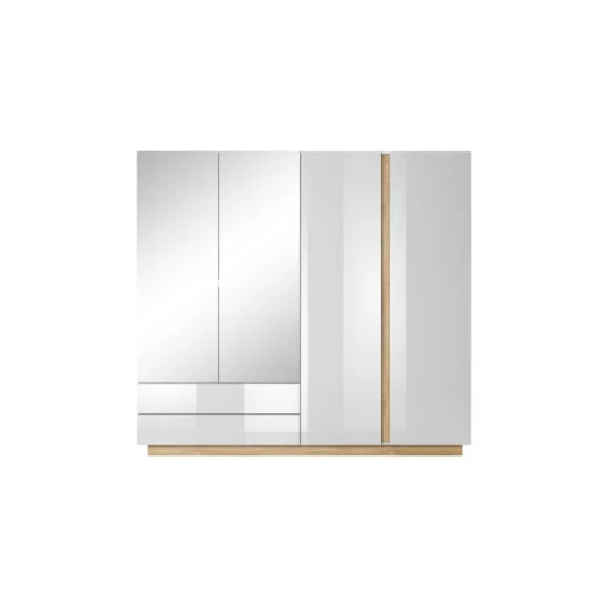 Шкаф для одежды Арко / Arco 4-дверный с зеркалом 4D2S/220 Белый глянец/дуб грандсон Ш220xВ202 см. 3