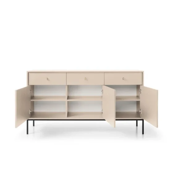 Комод Моно/Mono 3-дверный с 3 ящиками и черными ножками MKSZ154 Бежевый песочный Ш153xВ83 см. 2