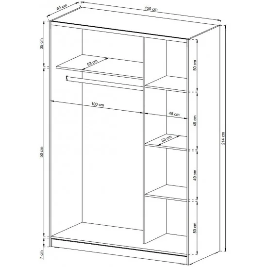 Шафа-купе Міка IV / Mika IV 150 2-дверна з дзеркалом Дуб сонома 150х63х214 см. 3