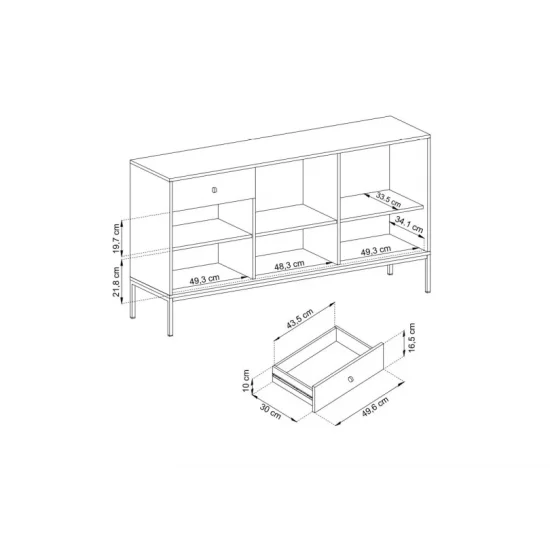 Комод Моно/Mono 3-дверный с 3 ящиками и черными ножками MKSZ154 Бежевый песочный Ш153xВ83 см. 5