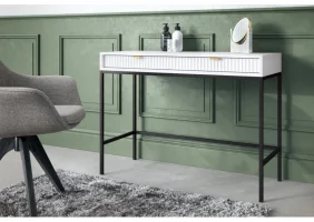 Стол туалетный Нова/Nova с 2 ящиками и черными ножками T104 Белый 50x104x77 см.