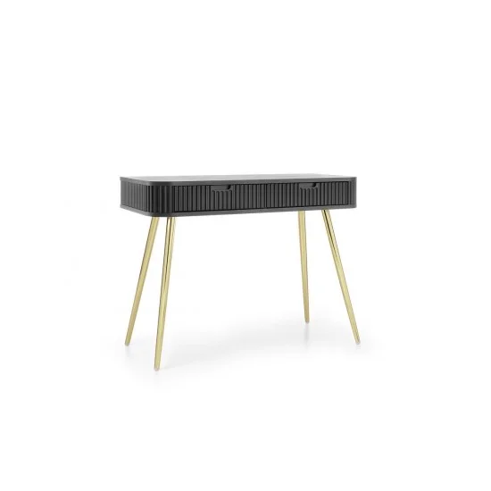 Стіл туалетний Зова / Zova з 2 шухлядами та золотими ніжками T103 Чорний 49х103 см. 5