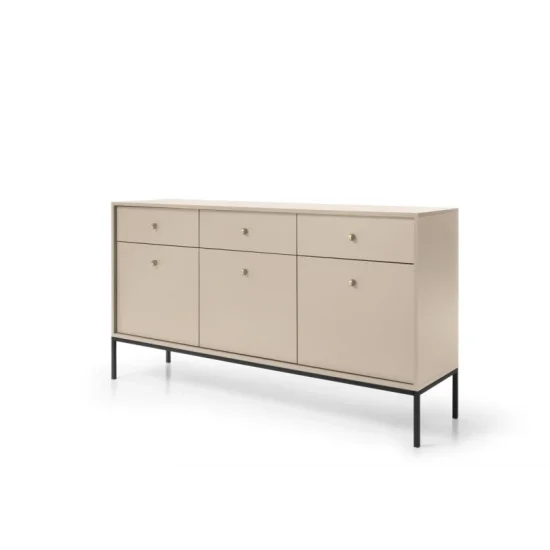 Комод Моно/Mono 3-дверный с 3 ящиками и черными ножками MKSZ154 Бежевый песочный Ш153xВ83 см. 9