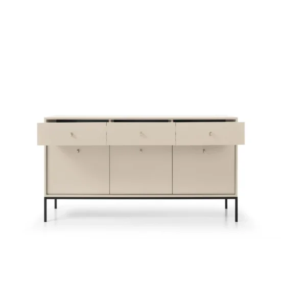 Комод Моно/Mono 3-дверный с 3 ящиками и черными ножками MKSZ154 Бежевый песочный Ш153xВ83 см. 3