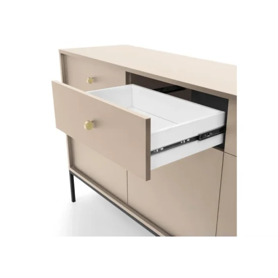 Комод Моно/Mono 3-дверный с 3 ящиками и черными ножками MKSZ154 Бежевый песочный Ш153xВ83 см. 8