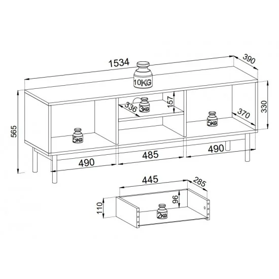 Тумба під ТВ Perfect Home Джапанді / Japandi RTV154 2-дверна з 1 шухядою Кашемір 3