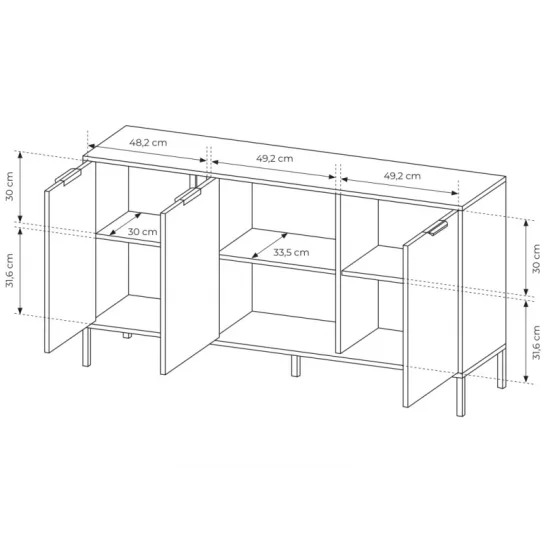 Комод Ларс/Lars 3-дверный 3D/153 Антрацит Ш153xВ82 см. 4