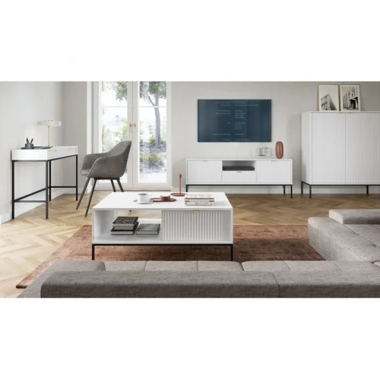 Стол туалетный Нова/Nova с 2 ящиками и черными ножками T104 Белый 50x104x77 см. 6