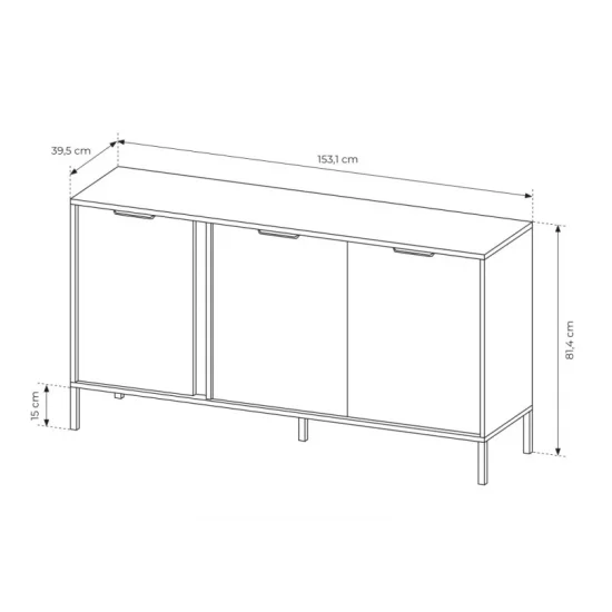 Комод Ларс/Lars 3-дверный 3D/153 Антрацит Ш153xВ82 см. 5