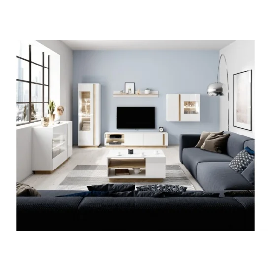 Вітрина низька Арко / Arco 1-дверна 1D1W/72 Білий глянець/дуб грандсон Ш72xВ154 см. 4