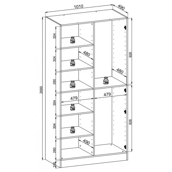 Шафа для одягу Сендбокс / Sandbox FLUTES 2-дверна Беж пісочний 101х49х200 см. 5