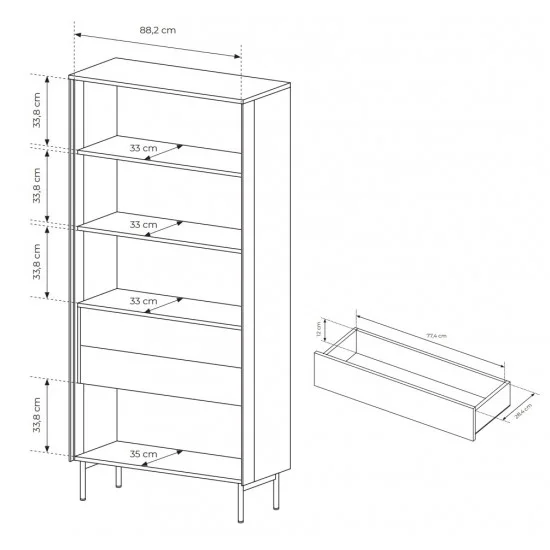 Витрина высокая с подсветкой Луми / Lumi 2D2S/91 2-дверная с 2 ящиками Дуб дунін 4