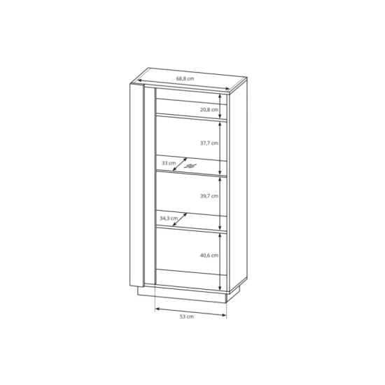 Вітрина низька Арко / Arco 1-дверна 1D1W/72 Білий глянець/дуб грандсон Ш72xВ154 см. 6